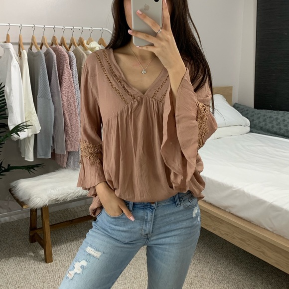 SOLD OUT Dusty Rose Crinkle Gauze Top - Picture 2 of 6